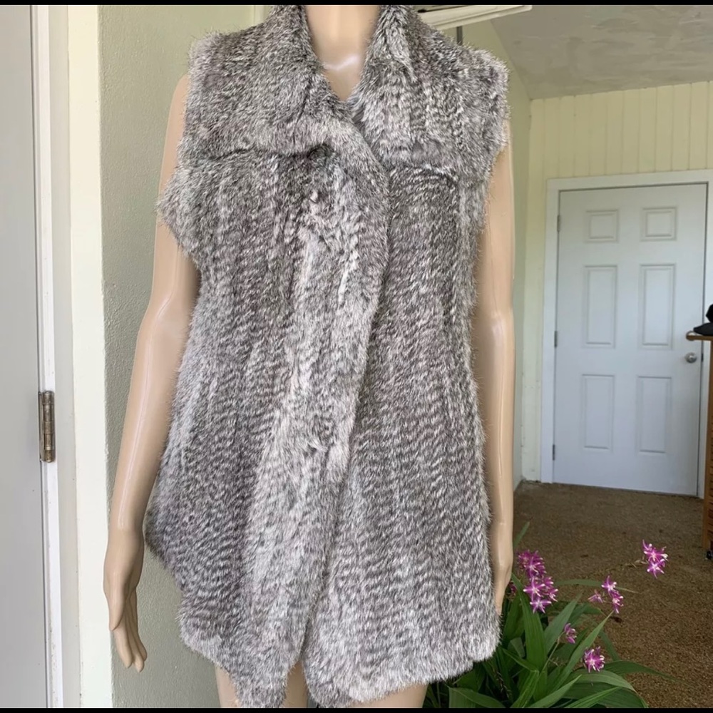 Calypso St. Barth gray 100% rabbit fur vest Small